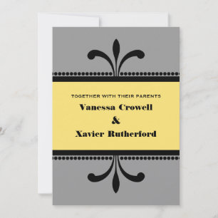 Convite de casamento de Deco de Rico Amarelo/cinza
