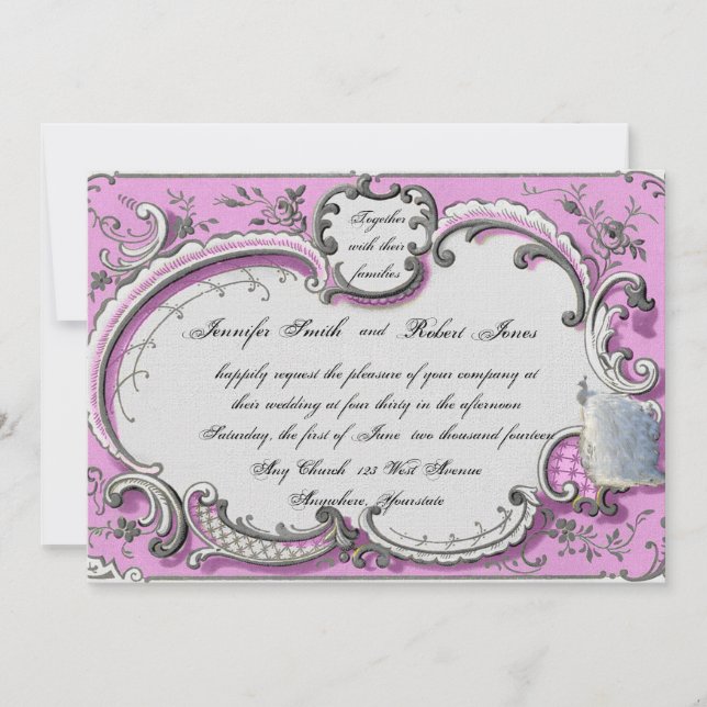 Convite De Casamento De Deco Francês Posh (Frente)