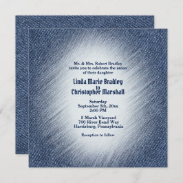 Convite De Casamento De Denim Azul À Meia-Noite