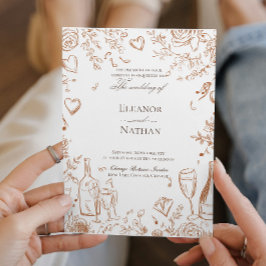 Convite de Casamento de Desenho de Mão