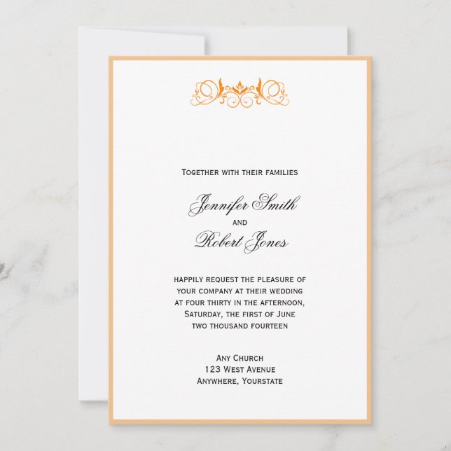 Convite De Casamento De Destaque Floral De Faixa L (Frente)