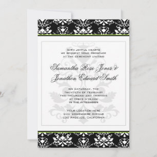 Convite de casamento de Destaque Verde para Damasc