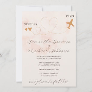Convite de Casamento de Destino com Avião