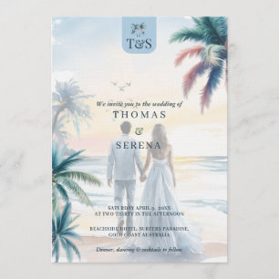 Convite de Casamento de Destino com Código QR Palm