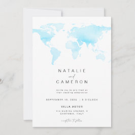 Convite de Casamento de Destino com Mapa Mundial