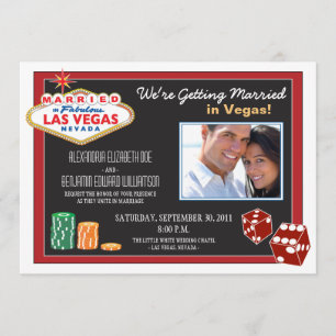 Convite de Casamento de Destino de Las Vegas (verm