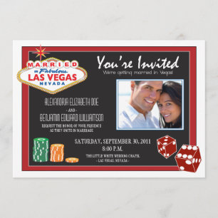 Convite de Casamento de Destino de Las Vegas (verm