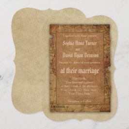 Convite de Casamento de Destino do Mapa Vintage