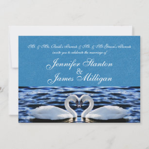 Convite de casamento de dois cisnes