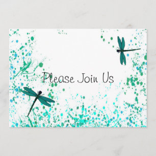 Convite De Casamento De Dragonflies Teais