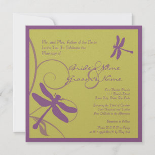 Convite De Casamento De Dragonfly Roxo