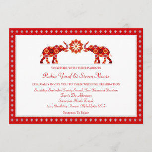 Convite De Casamento De Elefantes Ornamentados
