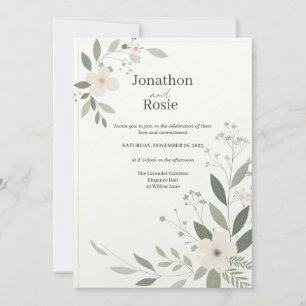 Convite De Casamento De Elegância Floral Whimsical