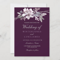 Convite De Casamento De Elegante Floral Puro E Bur