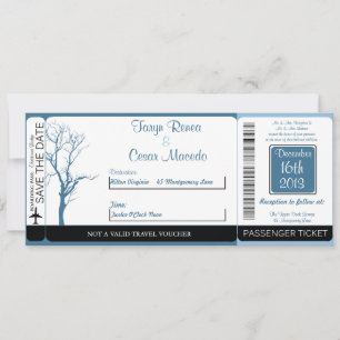 Convite De Casamento De Embarque Azul De Inverno