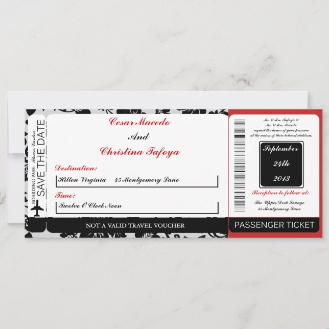 Convite de Casamento de Embarque de Floursih R Pre (Frente)