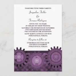 Convite de casamento de engrenagens Steampunk, rox