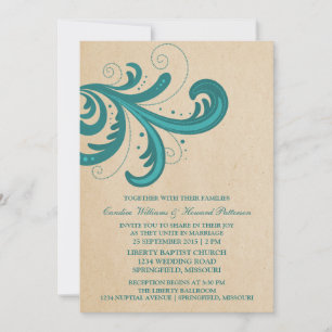 Convite de casamento de espiral de Na moda Teal