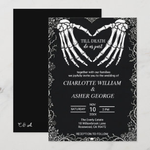 Convite de Casamento de Esqueleto Até que a Morte