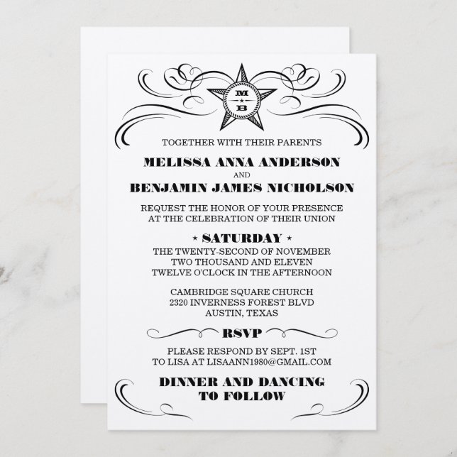 Convite De Casamento De Estilo Metálico Silver Do  (Frente/Verso)