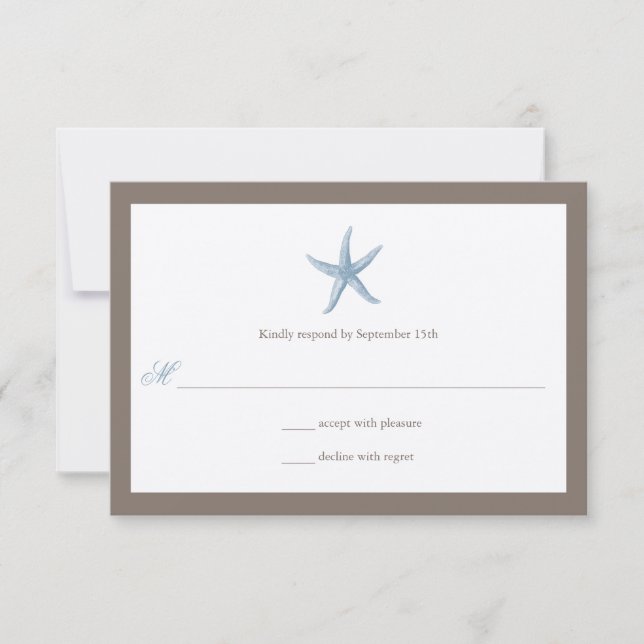 Convite de Casamento de Estrela do Mar - AZUL (Frente)