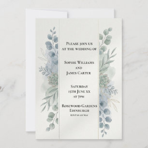 Convite de Casamento de Eucalipto Azul Prata