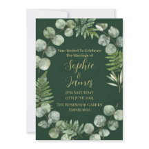 Convite de Casamento de Eucalipto Botânico Verde S