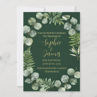 Convite de Casamento de Eucalipto Botânico Verde S