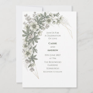 Convite de Casamento de Eucalipto com Anêmona Bran