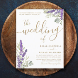 Convite de Casamento de Eucalipto e Lavanda Econôm