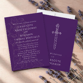Convite de Casamento de Fantasia Medieval | Roxo R