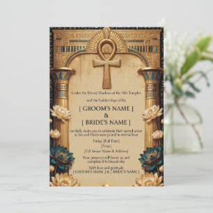 Convite de Casamento de Faraó Egípcio de Luxo   Do