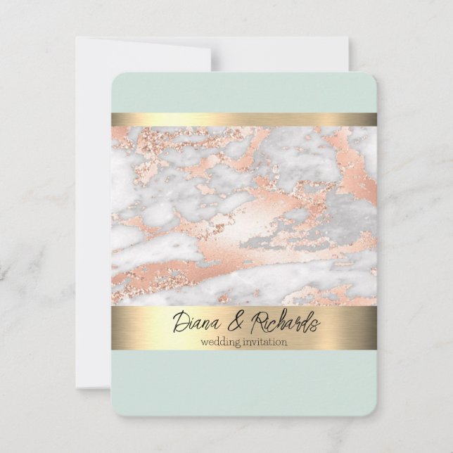 Convite De Casamento De Faux Rustic Faux Foil Blue (Frente)