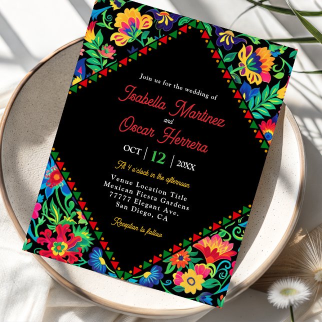 Convite de casamento de fiesta colorida mexicana (Criador carregado)