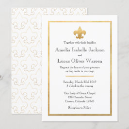 Convite De Casamento De Fleur De Lis, Branco E Dou