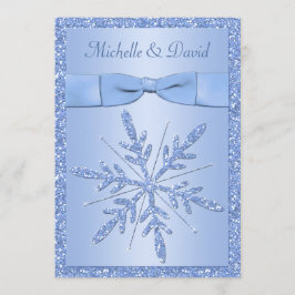 Convite De Casamento De Flocos De Neve Azul De Gel
