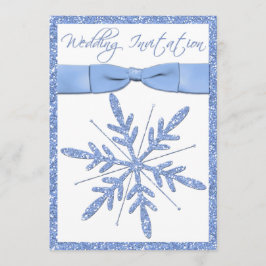 Convite De Casamento De Flocos De Neve Azul De Gel