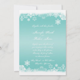 Convite De Casamento De Flocos De Neve Branco Azul