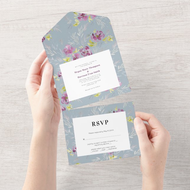 Convite de Casamento de Flor de Aquarela Moderna S (Tearaway)
