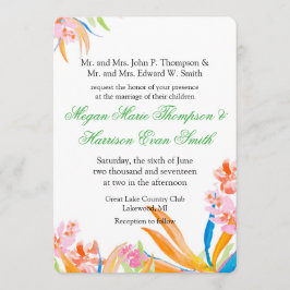 Convite De Casamento De Flor De Aquarelas Tropicai