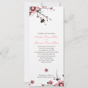 Convite de casamento de Flor de Cereja Rosa e Cast