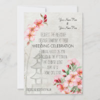 Convite de Casamento de Flor de Cerejeira Japonesa