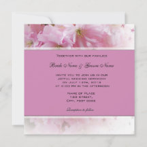 Convite de casamento de flor de cerejeira rosa sua