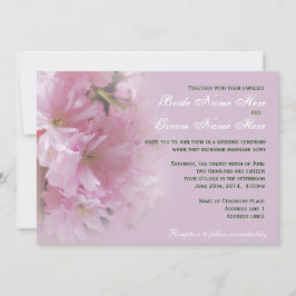 Convite de casamento de flor de cerejeira rosa sua