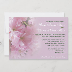 Convite de casamento de flor de cerejeira rosa sua