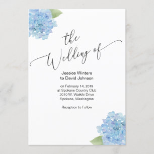 Convite de Casamento de flor de hortênsia aquarela