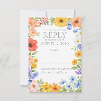 Convite de Casamento de Flor de Jardim com Aquarel