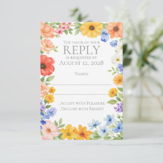 Convite de Casamento de Flor de Jardim em Aquarela