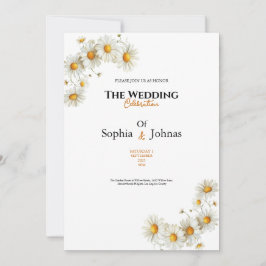 convite de casamento de flor de margarida elegante