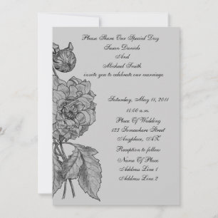 Convite de casamento de Flor de Prata Elegante